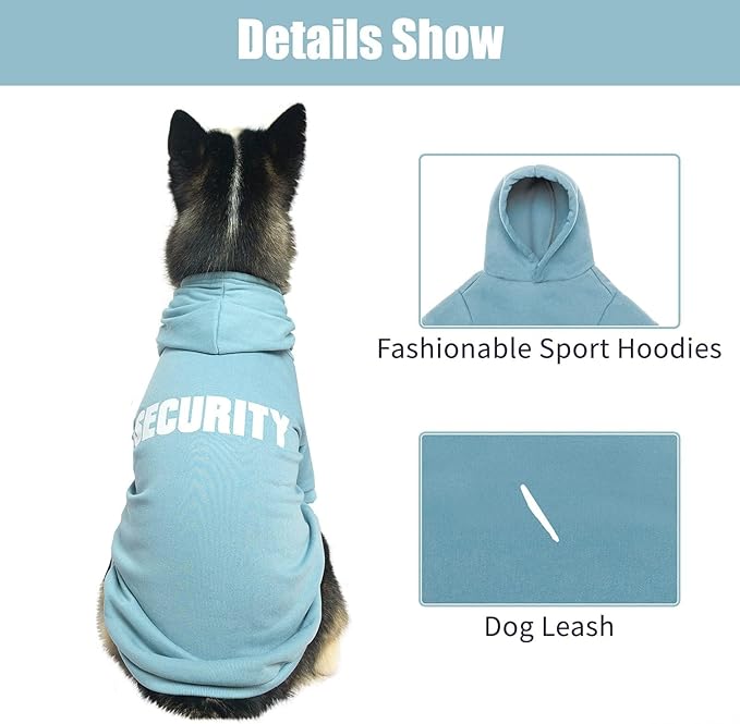 BINGPET Security Dog Hoodies Puppy Sweater Cold Weather Dog Coats Soft Brushed Fleece Pet Clothes Hooded Sweatshirt for Dog Cat