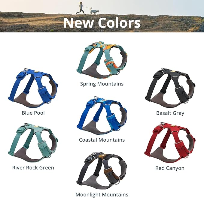 Ruffwear, Front Range Dog Harness, Reflective Soft Padded Everyday Harness with Dual Leash Clips, Adjustable and Lightweight Fit for Training or Walking for All Dogs, Spring Mountains, Medium
