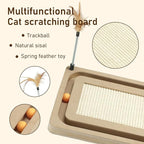 PEEKAB Cat Scratcher,Sisal Scratching Board with Track Ball Interactive Toy and Swing Feather Toys for Indoor Cats and Kittens,Large Heavy Durable