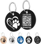 MYLUCKYTAG QR Code Stainless Steel Pet ID Tag - Personalized Dog Collar Tag With Online Profile, Location Alert Email, Digital and Engraved Options