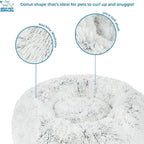Best Pet Supplies Round Donut Dog Bed with Plush Faux Fur Fabric, Calming, Anti-Anxiety Cushion for Indoor Pets, Slip-Resistant Base, Soft Ergonomic Support - Light Warm Gray, 30x30x8''