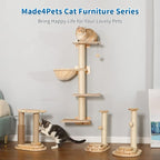 Made4Pets Cat Scratching Post, Cat Self Groomer for Indoor Cats, Cloud Soft Perch for Rest, 17.5" Tall Natural Sisal Scratcher Cat Grooming Interactive Ball Track Toys for Small Cats Kittens