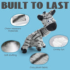 Nocciola Twistable Zebra Pup Dog Toy, Interactive Stuffed Plush Crinkle Puppy Supplies for Small Medium Breeds to Keep Them Busy