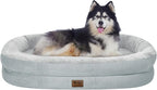 Orthopedic Waterproof Large Dog Bed: Memory Foam Washable Dog Bed with Bolsters - XXL Orthopedic Removable Cover for Medium Large Sized Pet - Non-Slip Bottom - Silver