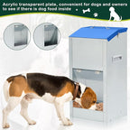 2 Pcs Large Automatic Dog Feeders with Handle Acrylic Panel Galvanized Gravity Feeder Outdoor Hanging for Doggie Breed Dog Food Dispenser Container (Blue,25 Lbs)
