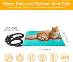 Toozey Pet Heating Pad, 6 Adjustable Temperature Dog Cat Heating Pad with Timer, Waterproof Heated Cat Bed with Chew Resistant Cord, Indoor Electric Pet Heated Mat 18x16in