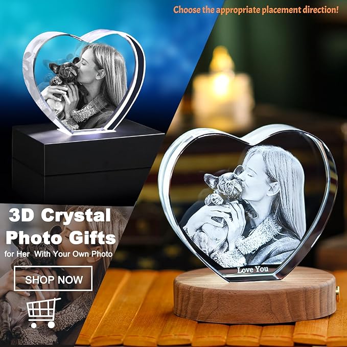 Personalized Pet Memorial Gifts, Custom Pet 3D Crystal Photo,3D Engraved Crystal Keepsake Gift Décor Dogs Or Cats Horse Birds, Customized Dog Memorial Gifts