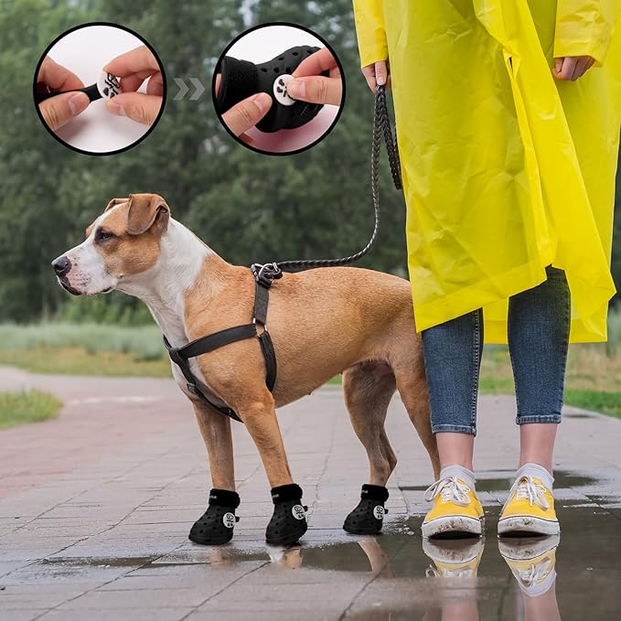 Dog Shoes Breathable Dog Shoe for Hot Pavement, Dog Booties and Paw Protectors, Non-Slip Waterproof Dog Sandals Boots (Black, S: (2.3’’x1.8'')(L*W))