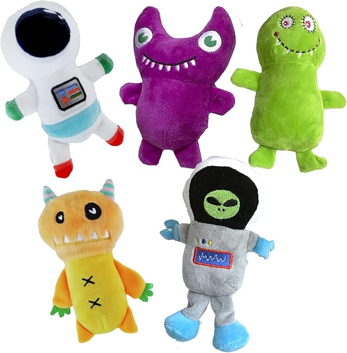 Jalousie Multipack Dog Squeaky Toys Strong Almost Indestructible, with Added Liner for Longer Play Dog Chew Toys (6 Pack Spaceship Hide and Seek)