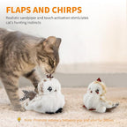 Gigwi Flappy Bird Cat Toy For Indoor Cats, Rechargeable Lifelike Sandpiper Interactive Flapping Bird Cat Toy Tweet, Flapping Wings & Lively Chirping, Catnip Toys For Kitten, Touch Activated (Couple)
