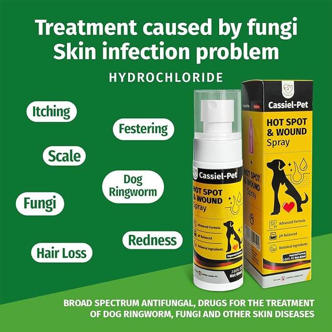 Hot Spot Spray Treatment, Wound Care & Itch Relief Spray for Dogs and Cats, Relives Scratching, Itchy Skin and Paw Licking, for All Animals, 2.02oz