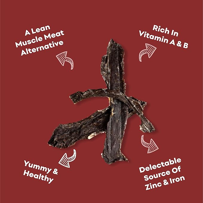 Skona PetFood Beef Heart Jerky Dog Treats & Cat Jerky Treats, High Protein, Single-Ingredient Training Snacks, Grain-Free, USA Made, Rich in Taurine, Supports Digestion & Dental Health, 4oz