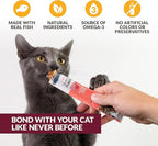 Lickable Cat Treats Exotic Fish Variety Pack 12ct - Ahi Tuna, Wild Pink Salmon, Red Snapper - Puree Bisque