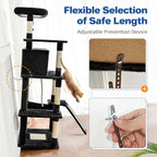 Cat Tree Tower 63in Multi-Level Cat Tower for Indoor Cats with Sisal Scratching Posts, Condo, Hammock, Dangling Ball and Extended Platform for Cats to Play, Black