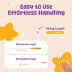 Cat Feather Wand Toy - 38" Retractable Cat Wand Toy with Orange Feather Flower Teaser Refill for Indoor Cats and Interactive Play