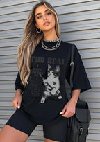 Y2k Graphic Unisex Tees Rock Guitar Cat T-Shirt Short Sleeve Oversized Tee Vintage Retro Grunge Streetwear Shirts