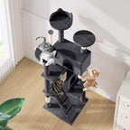 MoNiBloom 60 Inch Cat Tree Tower for Indoor Cats Large Adults, Cat Tower with Scratching Post, Multi-Level Furniture Activity Center with Cat Condo Pet Play House, Smoky Grey