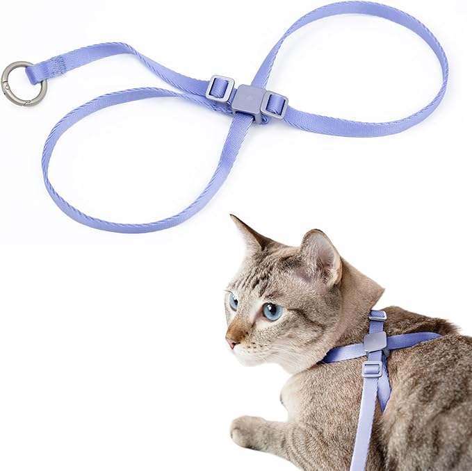 Cat Harness Escape-Proof Anti-Choking Adjustable Nylon Harness Lightweight with Anodized Aluminum Buckle, Ideal for Cats Outdoor Walking and Training, IDA Award (Blurple, S (13.8"))