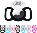 QR Code Pet Tracker Holder for Cats - Waterproof Silicone Case with Rose Red Design, Secure Collar Attachment (Black, m)