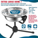 2 Pack Elevated Dog Bowls with Adjustable Metal Stand,Extra Large Size for Dogs Heavier Than 100 lbs,1.24 Gal 4.7 Liter, Stainless Steel Dog Food Bowl Height Adjustable Non-Slip Raised Dog Bowl Set