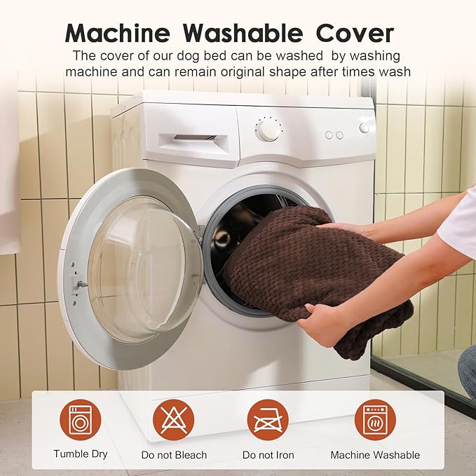 Orthopedic Dog Beds Large Sized Dog, 3 Inch Memory Foam Pet Bed for Medium and Large Dogs, Washable Removable Cover, Nonskid Bottom, Waterproof, 41x27 Inches XL Brown Grey