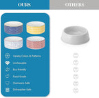 Selamica Ceramic 30 OZ Dog Bowls with Wooden Stand, Anti-Slip Dishes Set for Cats and Small Dogs, Weighted Bowls in Assorted Colors