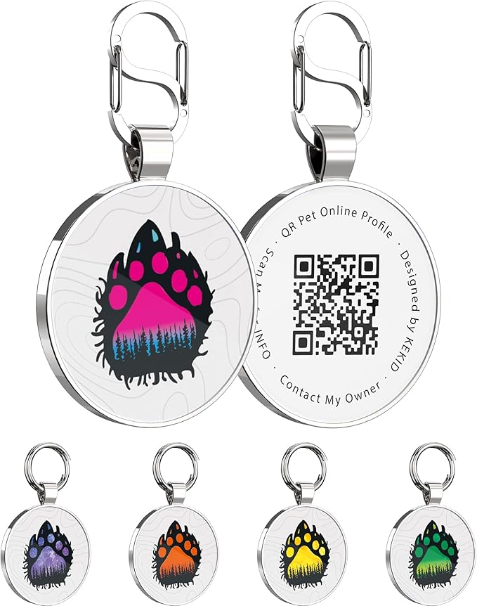 Personalized Dog Tags with QR Code - Custom Dog Name Tags, Smart Pet ID Tags, Free Online Scan for Instant Pet Location Alert Email
