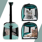 Cat Carrying Case Pet Dog Carrier Soft-Sided Cat Bag Airline Approved, Pet Travel Carrier Up to 15 Lbs, Collapsible Cats Carrier Dog Carrier for Medium Small Cats Dogs(17x11x11 Green)