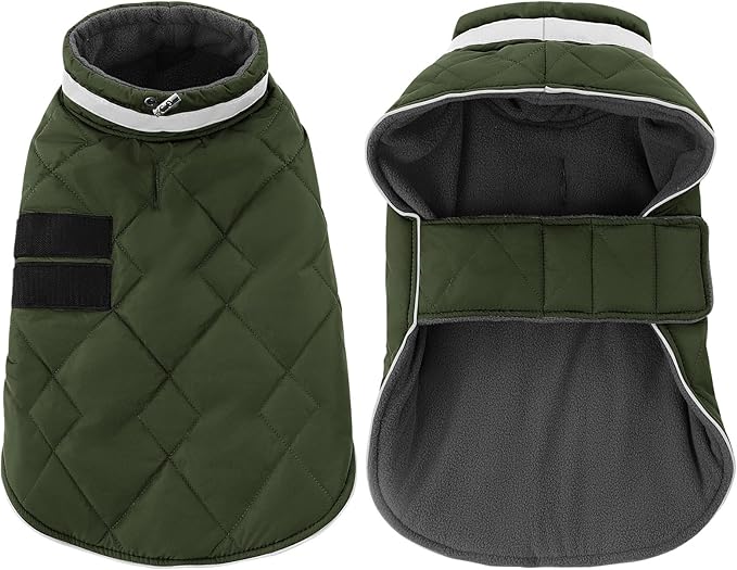 Dog Winter Coat Warm Padded Puppy Jacket Windproof Water Resistant Clothes for Small Medium Large Pets Christmas Sweater Outfit Vest(Green, M)