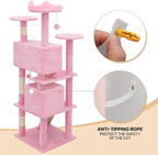 MoNiBloom 60 Inch Cat Tree Tower for Indoor Cats Large Adults, Pink Cat Tower with Scratching Post, Multi-Level Furniture Activity Center with Cat Condo Pet Play House, Soft Pink
