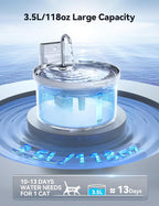 Wireless Cat Water Fountain [Water & Battery Separation] FEELNEEDY Automatic Pet Water Dispenser with Motion Sensor, 3.5L/118oz 4000mAh Battery Operated Water Fountains for Cats Dogs