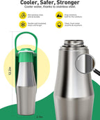 Stainless Steel Dog Water Bottle - 27 oz Portable Travel Dog Bottle & Bowl, Leak Proof Stainless Steel Metal Pet Water Bowl Dispenser for Camping, Hiking, Traveling, Walking (27oz, Green)