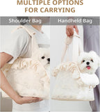 Dog Carrier for Small Dogs Rabbit cat with Lace Design, Cotton Bag, Dog Carrier Soft Sided, Collapsible Travel Puppy Carrier (Beige, 13" L x 6.7" W x 10.6" H)