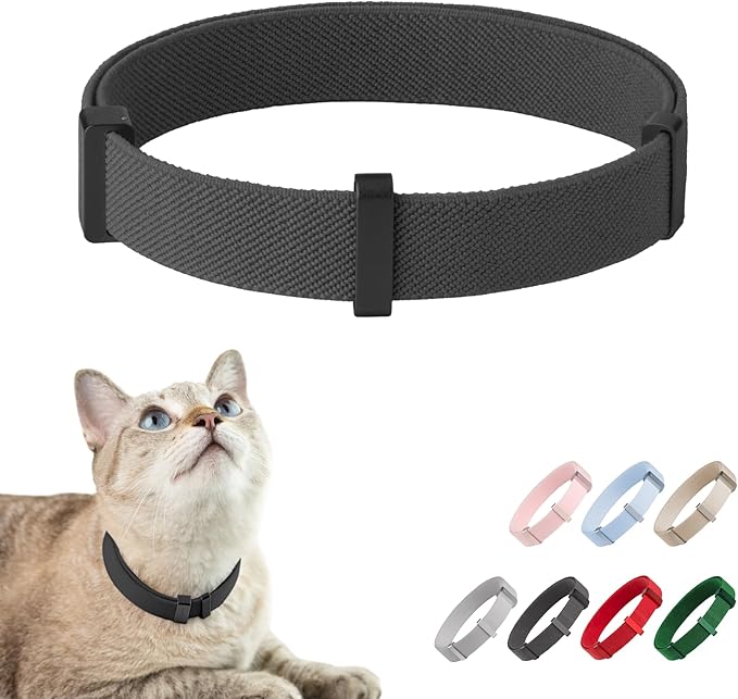 Safety Cat Collar Pro, Lightweight Elastic Release Non Breakaway Cat Collar Adjustable with Snap Fastener for Kitten All Small Large Cats, US IDA Gold Award (Midnight Black, M 7.9-15.7")