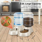 2 Pack Automatic Cat Feeder and Water Dispenser in Set Pet Food Bowl for Small Medium Dog Pets Puppy Kitten Big Capacity 1 Gallon x 2 (Cream)