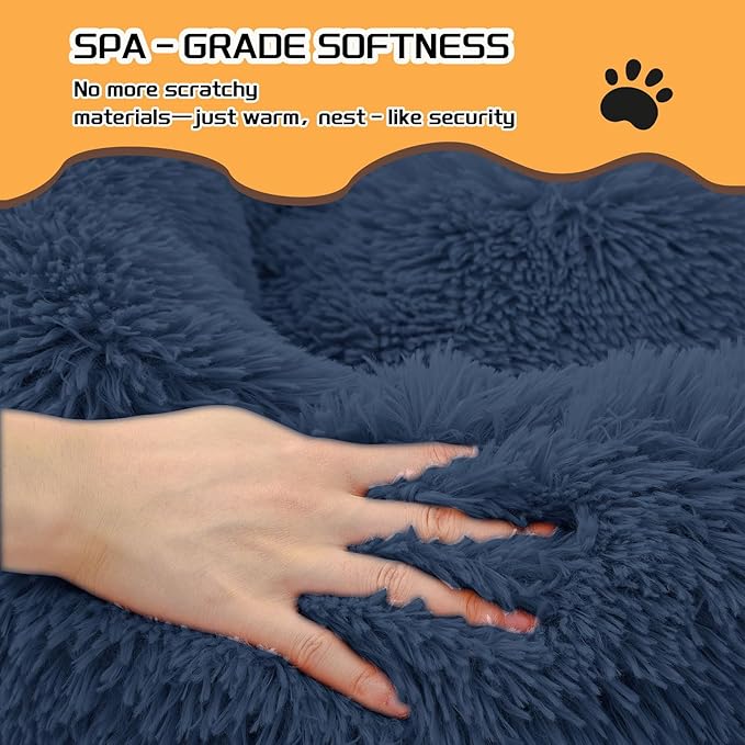 Comfort Donut Dog Bed for Small Dogs, Cat Bed & Pet Bed for Indoor Use, Medium Size with Soft Plush, Round Dog Beds for Large Dogs and Cats (Gray, 36''Lx36''Wx8''Th)