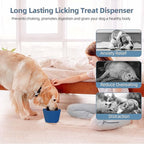 Dog Slow Feeder Lick Bowl, Non-Slip Dog Licking Treat Dispenser, Slow Feeder Bowls for Small Medium Large Breed Dogs, Anxiety Relief & Anti-Choking, BPA Free Silicone (Dark Blue, 1.6 Cup)
