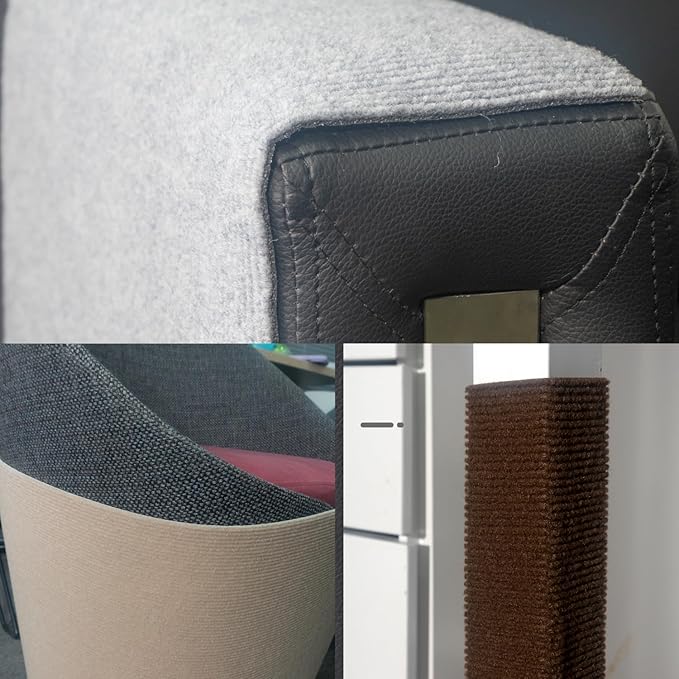 Cat Scratching Mat, Couch Cat Scratch Protector 78.7"x15.8", Cat Scratcher Self-Adhesive Carpet for Furniture Protection, Cat Scratch Post Replacement, DIY Cat Tree Climbing Shelves (Khaki)