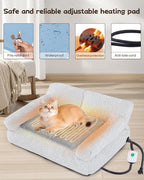 Thirdream Heated Cat Couch Bed for Indoor Pet Cats,Orthopedic Furniture, Warming & Heating PET Chair, Cat Beds Fabric, Anti-Slip Bottom, Washable Cover, Cute & Large Size