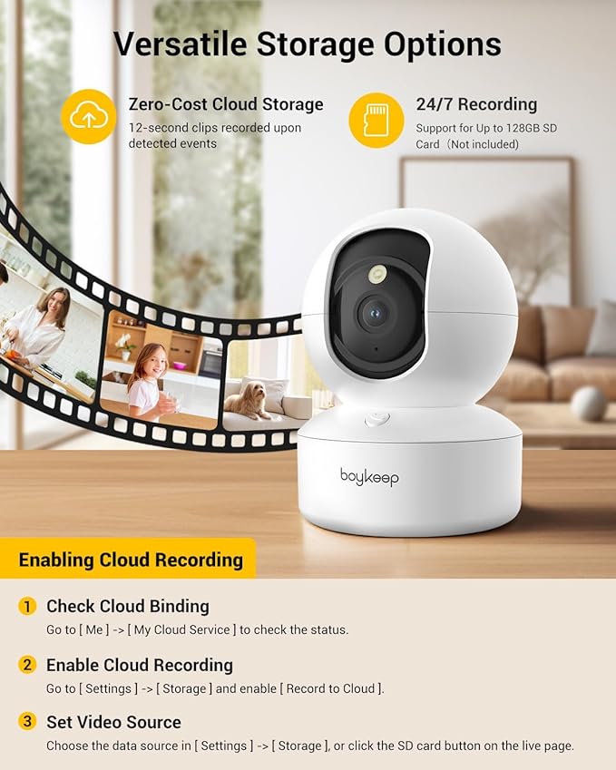 BoyKeep Indoor Camera 2K, 5G/2.4GHz Pet Camera with Phone App,Cameras for Home Security, Motion Tracking, Color Night Vision, 2-Way Audio, WiFi 12-Second Cloud Storage
