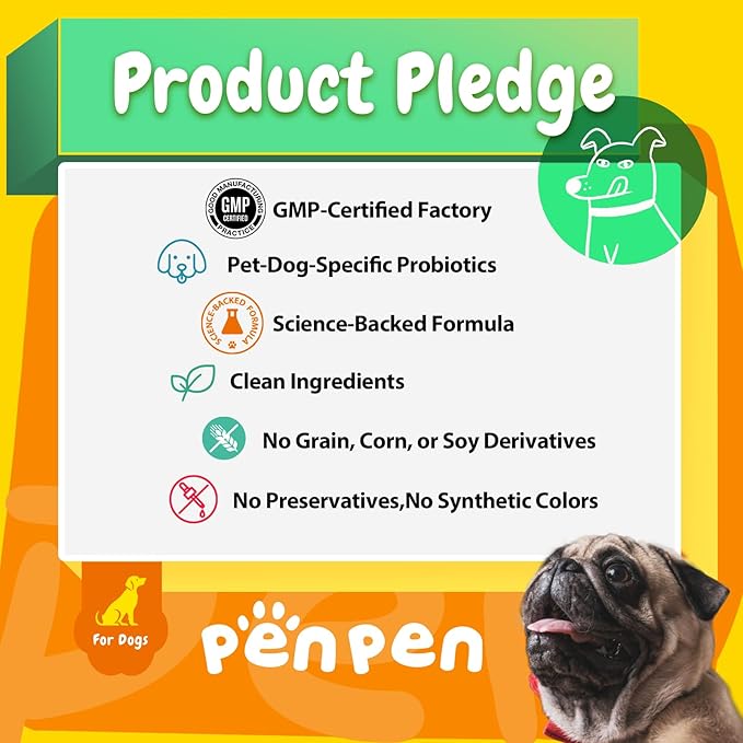 PENPEN Probiotics for Dogs, Dogs Probiotics for Digestive Health, Multi-Probiotic and Enzyme Blend Promote Gut Health & Immune Support, Eases Sensitive Stomachs (Beef Chews, 180ct)