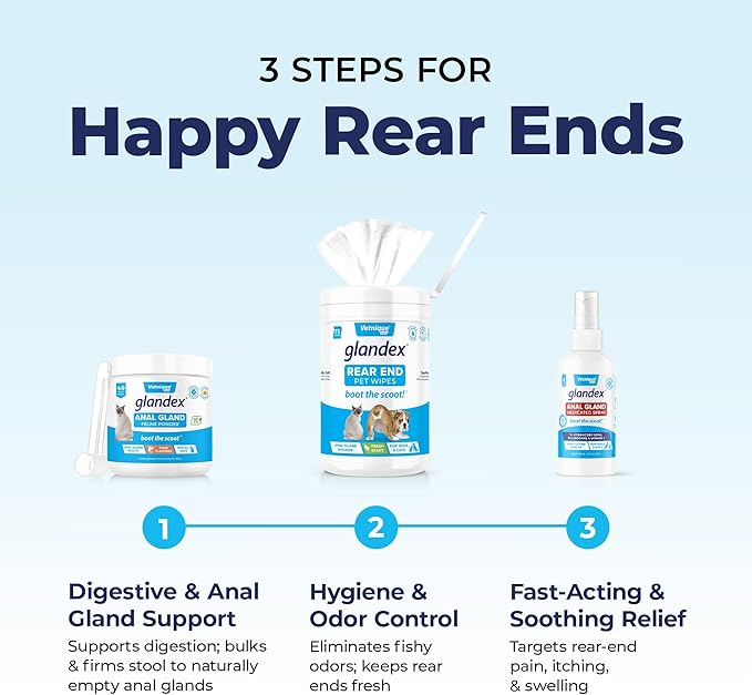 Vetnique Glandex Feline Anal Gland or Daily Probiotic Fiber Supplement Powder for Cats with Digestive Enzyme, Probiotics and Pumpkin, Vet Recommended for Healthy Bowels (4oz, Anal Gland Powder - Tuna)