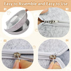 24inch-Tunnel Bed for Indoor,cattasaurus Peekaboo cat cave for Multiple,Detachable Felt Felt Washable Interior for Indoor Cats,Donut Tunnel (Light Gray)