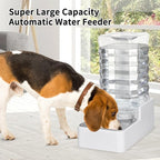 Sfozstra Large Gravity Water Dispenser: 9L Automatic Dog White Water Feeder with Stainless Steel Bowl -100% BPA-Free - Two Caps and Filters for Busy Owners