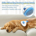 Self Cleaning Cat Brush,Slicker Dog Brush for Shedding,Skin Friendly Cat Brushes for Indoor Cats Massage Grooming,Dog Deshedding Brush for Long&Short Haired Dogs Loose Fur Hair Removal Blue