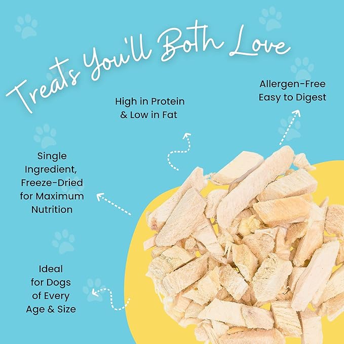 hotspot pets Freeze Dried Chicken Treats for Cats & Dogs -1LB Big Bag- Made in USA - Single Ingredient - Resealable Bag, All Natural Grain-Free (Chicken Breast)- Perfect for Training, Topper or Snack