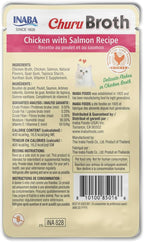 INABA Churu Broth for Cats, Side Dish Pouch, 1.4 Ounces per Pouch, 12 Pouches, Chicken with Salmon Recipe