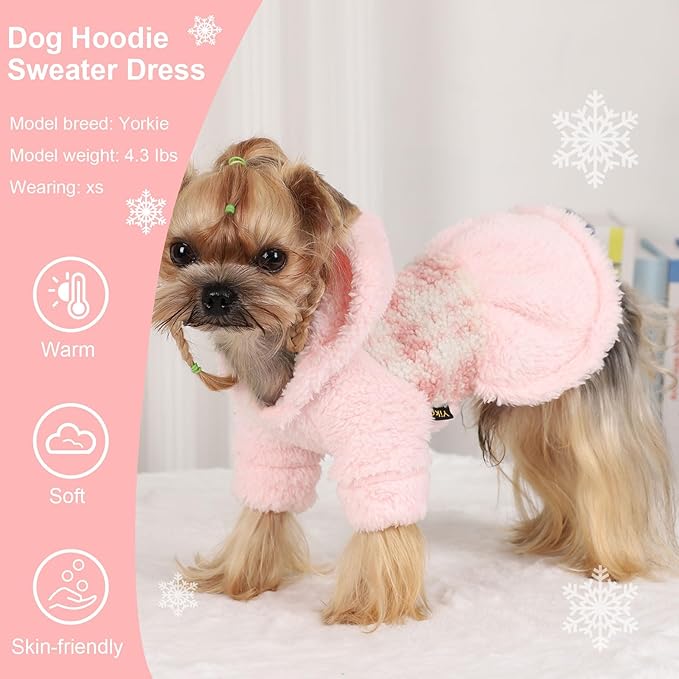 Dog Sweater Hoodie Dog Winter Clothes for Small Dogs Boy Girl Pet Hoodies for Dogs Cold Weather Coats Fall Sweatshirt for Chihuahua Yorkie Cat Sweater Costumes