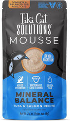 Tiki Cat Solutions Mineral Balance Mousse, Supports Urinary Health, Tuna & Salmon Recipe, 2.4 oz. Pouch (12 Count)