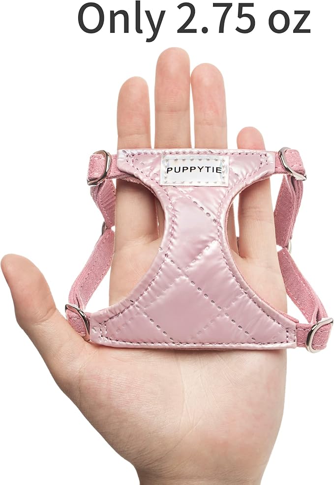 Puppytie No Pull Dog Harness with Multifunction Dog Leash,Soft Adjustable No Choke Escape Proof Pet Harness Vest for Medium Dogs,Glossy Pink,M